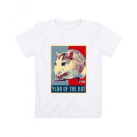 Детская футболка хлопок с принтом Год Крысы в Тюмени, 100% хлопок | круглый вырез горловины, полуприлегающий силуэт, длина до линии бедер | 2020 | mouse | new year | rat | грызун | дед мороз | животные | крыса | мышь | новый год | праздник | рождество