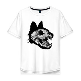 Мужская футболка хлопок Oversize с принтом Череп кота в Тюмени, 100% хлопок | свободный крой, круглый ворот, “спинка” длиннее передней части | skull | skull cat | кот | котики | череп | череп кота | черепа | черепа животных | черепушки