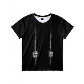Детская футболка 3D с принтом Взаперти в Тюмени, 100% гипоаллергенный полиэфир | прямой крой, круглый вырез горловины, длина до линии бедер, чуть спущенное плечо, ткань немного тянется | в темноте | взаперти | руки | тьма