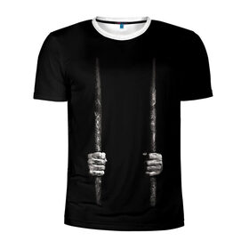 Мужская футболка 3D спортивная с принтом Взаперти в Тюмени, 100% полиэстер с улучшенными характеристиками | приталенный силуэт, круглая горловина, широкие плечи, сужается к линии бедра | в темноте | взаперти | руки | тьма