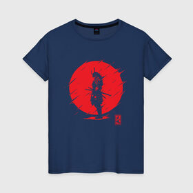Женская футболка хлопок с принтом Самурайский Дух в Тюмени, 100% хлопок | прямой крой, круглый вырез горловины, длина до линии бедер, слегка спущенное плечо | samurai | samurai spirit | самурай | самурайский дух | япония