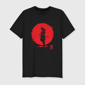 Мужская футболка премиум с принтом Самурайский Дух в Тюмени, 92% хлопок, 8% лайкра | приталенный силуэт, круглый вырез ворота, длина до линии бедра, короткий рукав | samurai | samurai spirit | самурай | самурайский дух | япония