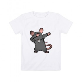 Детская футболка хлопок с принтом Dabbing Rat в Тюмени, 100% хлопок | круглый вырез горловины, полуприлегающий силуэт, длина до линии бедер | 