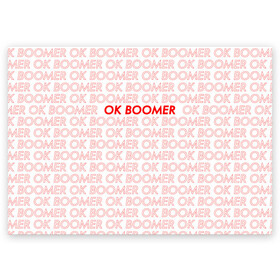 Поздравительная открытка с принтом OK BOOMER в Тюмени, 100% бумага | плотность бумаги 280 г/м2, матовая, на обратной стороне линовка и место для марки
 | ok boomer | зумеры | мемы | миллениалы | окей бумер