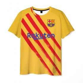 Мужская футболка 3D с принтом Barcelona 4-th kit 19-20 в Тюмени, 100% полиэфир | прямой крой, круглый вырез горловины, длина до линии бедер | Тематика изображения на принте: barcelona | champions | laliga | league | spain | барселона | испания | лига | месси | чемпионов