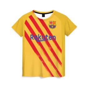 Женская футболка 3D с принтом Barcelona 4-th kit 19-20 в Тюмени, 100% полиэфир ( синтетическое хлопкоподобное полотно) | прямой крой, круглый вырез горловины, длина до линии бедер | barcelona | champions | laliga | league | spain | барселона | испания | лига | месси | чемпионов
