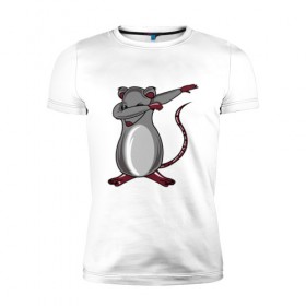 Мужская футболка премиум с принтом Dabbing Rat в Тюмени, 92% хлопок, 8% лайкра | приталенный силуэт, круглый вырез ворота, длина до линии бедра, короткий рукав | 
