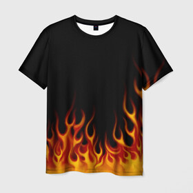 Мужская футболка 3D с принтом Пламя Old School в Тюмени, 100% полиэфир | прямой крой, круглый вырез горловины, длина до линии бедер | Тематика изображения на принте: burn | fire | костер | нарисованный | огня | огонь | олдскул | пламени | пламя | пожар | пылает | рисованный огонь | языки