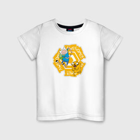 Детская футболка хлопок с принтом Awesome Adventure Time в Тюмени, 100% хлопок | круглый вырез горловины, полуприлегающий силуэт, длина до линии бедер | adventure time | awesome | dsgnosadchaya | vdosadir | время приключений | джейк | пендлтон уорд | финн