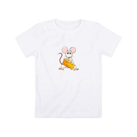 Детская футболка хлопок с принтом Новый Год 2020 (Крыса) в Тюмени, 100% хлопок | круглый вырез горловины, полуприлегающий силуэт, длина до линии бедер | 