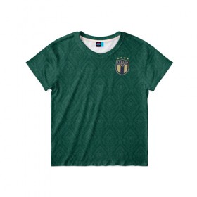 Детская футболка 3D с принтом Italy home EURO 2020 в Тюмени, 100% гипоаллергенный полиэфир | прямой крой, круглый вырез горловины, длина до линии бедер, чуть спущенное плечо, ткань немного тянется | championship | euro | insigne | italy | uefa | евро | инсинье | уефа | чемпиона европы