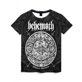 Женская футболка 3D с принтом Behemoth в Тюмени, 100% полиэфир ( синтетическое хлопкоподобное полотно) | прямой крой, круглый вырез горловины, длина до линии бедер | behemoth | black metal | death metal | inferno | nergal | orion | seth | блэк метал | группы | дэт метал | метал | музыка | рок