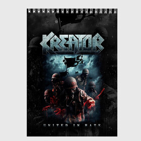 Скетчбук с принтом Kreator в Тюмени, 100% бумага
 | 48 листов, плотность листов — 100 г/м2, плотность картонной обложки — 250 г/м2. Листы скреплены сверху удобной пружинной спиралью | Тематика изображения на принте: kreator | metal | готик метал | группы | дэт метала | индастриал метал | метал | музыка | рок | трэш метал