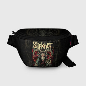 Поясная сумка 3D с принтом Slipknot в Тюмени, 100% полиэстер | плотная ткань, ремень с регулируемой длиной, внутри несколько карманов для мелочей, основное отделение и карман с обратной стороны сумки застегиваются на молнию | slipknot | we are not your kind | альтернативный метал | грув метал | метал | музыка | ню метал | слипнот