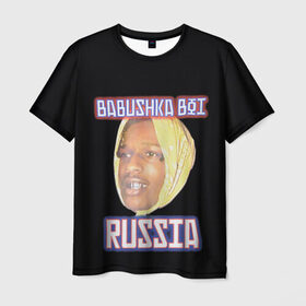 Мужская футболка 3D с принтом A$AP Rocky x SVMOSCOW Babushka в Тюмени, 100% полиэфир | прямой крой, круглый вырез горловины, длина до линии бедер | Тематика изображения на принте: asap | babushka boi | rocky | svmoscow