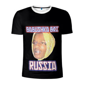 Мужская футболка 3D спортивная с принтом A$AP Rocky x SVMOSCOW Babushka в Тюмени, 100% полиэстер с улучшенными характеристиками | приталенный силуэт, круглая горловина, широкие плечи, сужается к линии бедра | asap | babushka boi | rocky | svmoscow