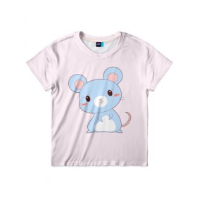 Детская футболка 3D с принтом Мышка в Тюмени, 100% гипоаллергенный полиэфир | прямой крой, круглый вырез горловины, длина до линии бедер, чуть спущенное плечо, ткань немного тянется | 2020 | christmas | happy | merry | mouse | new year | rat | в подарок | детский | крыса | мышь | новый год | поздравить | рождество | с наступающим | с новым годом | с рождеством