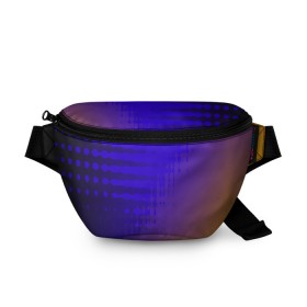 Поясная сумка 3D с принтом Градиент PRO в Тюмени, 100% полиэстер | плотная ткань, ремень с регулируемой длиной, внутри несколько карманов для мелочей, основное отделение и карман с обратной стороны сумки застегиваются на молнию | волна | волны | градиент | синий | фиолетовый