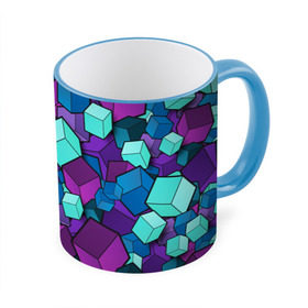 Кружка с принтом Кубы в Тюмени, керамика | ёмкость 330 мл | абстрактно | абстрактные | абстрактный | абстрактным | абстракция | кубики | кубические | кубический | кубическое | кубы | неон | неонка | неоновые | разноцветные | светящиеся | цветное | цветные