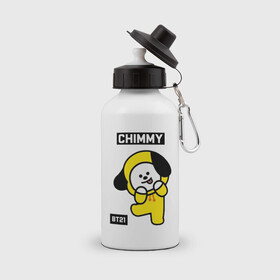 Бутылка спортивная с принтом CHIMMY BT21 в Тюмени, металл | емкость — 500 мл, в комплекте две пластиковые крышки и карабин для крепления | bt21 | bts | chimmy | cooky | koya | love yourself. | mang | rj | shooky | tata | бт21 | бтс