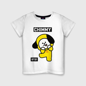 Детская футболка хлопок с принтом CHIMMY BT21 в Тюмени, 100% хлопок | круглый вырез горловины, полуприлегающий силуэт, длина до линии бедер | bt21 | bts | chimmy | cooky | koya | love yourself. | mang | rj | shooky | tata | бт21 | бтс