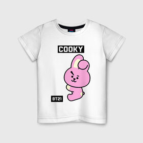 Детская футболка хлопок с принтом COOKY BT21 в Тюмени, 100% хлопок | круглый вырез горловины, полуприлегающий силуэт, длина до линии бедер | bt21 | bts | chimmy | cooky | koya | love yourself. | mang | rj | shooky | tata | бт21 | бтс