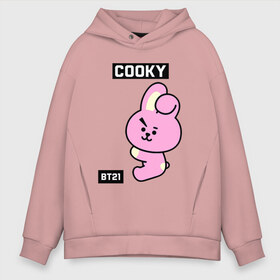 Мужское худи Oversize хлопок с принтом COOKY BT21 в Тюмени, френч-терри — 70% хлопок, 30% полиэстер. Мягкий теплый начес внутри —100% хлопок | боковые карманы, эластичные манжеты и нижняя кромка, капюшон на магнитной кнопке | Тематика изображения на принте: bt21 | bts | chimmy | cooky | koya | love yourself. | mang | rj | shooky | tata | бт21 | бтс