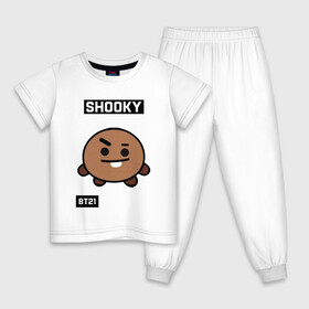 Детская пижама хлопок с принтом SHOOKY BT21 в Тюмени, 100% хлопок |  брюки и футболка прямого кроя, без карманов, на брюках мягкая резинка на поясе и по низу штанин
 | bt21 | bts | chimmy | cooky | koya | love yourself. | mang | rj | shooky | tata | бт21 | бтс