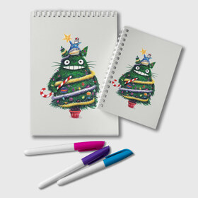 Блокнот с принтом Новогодний Totoro в Тюмени, 100% бумага | 48 листов, плотность листов — 60 г/м2, плотность картонной обложки — 250 г/м2. Листы скреплены удобной пружинной спиралью. Цвет линий — светло-серый
 | Тематика изображения на принте: 