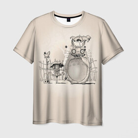Мужская футболка 3D с принтом My Neighbor Totoro забор в Тюмени, 100% полиэфир | прямой крой, круглый вырез горловины, длина до линии бедер | anime | hayao miyazaki | japanese | meme | miyazaki | piano | studio ghibli | tokyo | totoro | гибли | котобус | мой | мэй | сацуки | сосед | сусуватари | тонари | тоторо | хаяо миядзаки