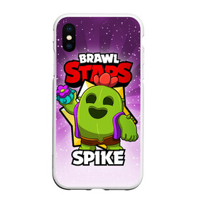 Чехол для iPhone XS Max матовый с принтом BRAWL STARS SPIKE в Тюмени, Силикон | Область печати: задняя сторона чехла, без боковых панелей | brawl stars | brawl stars spike | brawler | spike | бравл старз | бравлер | спайк