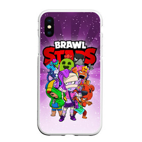 Чехол для iPhone XS Max матовый с принтом BRAWL STARS в Тюмени, Силикон | Область печати: задняя сторона чехла, без боковых панелей | 8 bit | 8 бит | brawl stars | brawler | crow | emz | leon | nita | sandy | spike | бравл старз | бравлер | ворон | леон | нита | спайк | сэнди | эмз