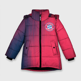Зимняя куртка для девочек 3D с принтом FC Bayern Munchen (Bavaria) в Тюмени, ткань верха — 100% полиэстер; подклад — 100% полиэстер, утеплитель — 100% полиэстер. | длина ниже бедра, удлиненная спинка, воротник стойка и отстегивающийся капюшон. Есть боковые карманы с листочкой на кнопках, утяжки по низу изделия и внутренний карман на молнии. 

Предусмотрены светоотражающий принт на спинке, радужный светоотражающий элемент на пуллере молнии и на резинке для утяжки. | Тематика изображения на принте: fc bayern munchen | бавария | геометрия | спорт | текстура | футбол