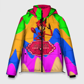 Мужская зимняя куртка 3D с принтом Hazbin Hotel в Тюмени, верх — 100% полиэстер; подкладка — 100% полиэстер; утеплитель — 100% полиэстер | длина ниже бедра, свободный силуэт Оверсайз. Есть воротник-стойка, отстегивающийся капюшон и ветрозащитная планка. 

Боковые карманы с листочкой на кнопках и внутренний карман на молнии. | hazbin | hazbin hotel | hotel | мюзикл | отель хазбин | хазбин