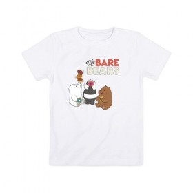 Детская футболка хлопок с принтом baby Bears в Тюмени, 100% хлопок | круглый вырез горловины, полуприлегающий силуэт, длина до линии бедер | baby bears | bare bears | dsgngerzen | grizz | isebear | panpan | vdgerir