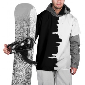 Накидка на куртку 3D с принтом Черным по белому в Тюмени, 100% полиэстер |  | black | white | белый | инь | чб | черный | янь