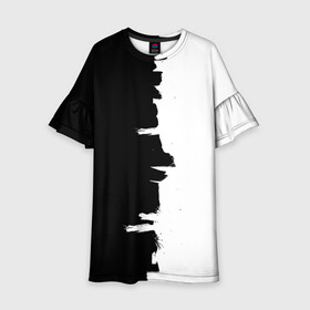 Детское платье 3D с принтом Черным по белому в Тюмени, 100% полиэстер | прямой силуэт, чуть расширенный к низу. Круглая горловина, на рукавах — воланы | black | white | белый | инь | чб | черный | янь