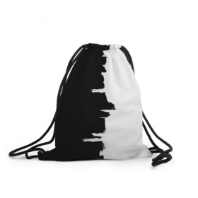 Рюкзак-мешок 3D с принтом Черным по белому в Тюмени, 100% полиэстер | плотность ткани — 200 г/м2, размер — 35 х 45 см; лямки — толстые шнурки, застежка на шнуровке, без карманов и подкладки | black | white | белый | инь | чб | черный | янь