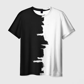 Мужская футболка 3D с принтом Черным по белому в Тюмени, 100% полиэфир | прямой крой, круглый вырез горловины, длина до линии бедер | Тематика изображения на принте: black | white | белый | инь | чб | черный | янь