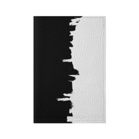 Обложка для паспорта матовая кожа с принтом Черным по белому в Тюмени, натуральная матовая кожа | размер 19,3 х 13,7 см; прозрачные пластиковые крепления | black | white | белый | инь | чб | черный | янь