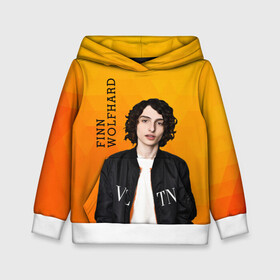 Детская толстовка 3D с принтом finn wolfhard в Тюмени, 100% полиэстер | двухслойный капюшон со шнурком для регулировки, мягкие манжеты на рукавах и по низу толстовки, спереди карман-кенгуру с мягким внутренним слоем | finn wolfhard | очень странные дела | финн вулфард