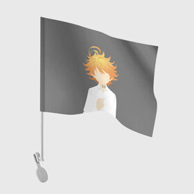 Флаг для автомобиля с принтом Emma в Тюмени, 100% полиэстер | Размер: 30*21 см | emma | neverland | the promised neverland | yakusoku no neverland | неверленд | неверлэнд | обещанный неверленд | эмма