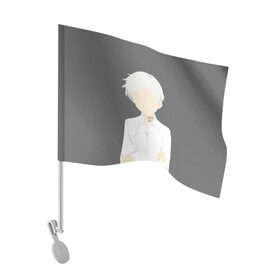 Флаг для автомобиля с принтом Norman в Тюмени, 100% полиэстер | Размер: 30*21 см | genius | neverland | norman | the promised neverland | yakusoku no neverland | гений | неверленд | неверлэнд | норман | обещанный неверленд
