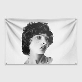 Флаг-баннер с принтом finn wolfhard в Тюмени, 100% полиэстер | размер 67 х 109 см, плотность ткани — 95 г/м2; по краям флага есть четыре люверса для крепления | finn wolfhard | очень странные дела | финн вулфард