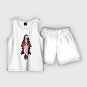 Детская пижама с шортами хлопок с принтом Незуко в полный рост в Тюмени,  |  | demon | kamado | nezuko | slayer | камадо | недзуко | незуко | нэдзуко | нэзуко