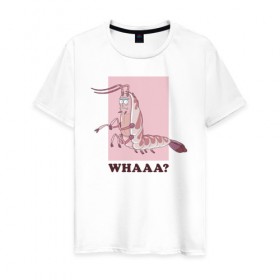 Мужская футболка хлопок с принтом WHAAA? в Тюмени, 100% хлопок | прямой крой, круглый вырез горловины, длина до линии бедер, слегка спущенное плечо. | 4сезон | rick and morty | мультсериал | рик и морти