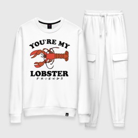 Женский костюм хлопок с принтом You`re my Lobster в Тюмени, 100% хлопок | на свитшоте круглая горловина, мягкая резинка по низу. Брюки заужены к низу, на них два вида карманов: два 