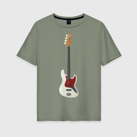 Женская футболка хлопок Oversize с принтом Бас-гитара в Тюмени, 100% хлопок | свободный крой, круглый ворот, спущенный рукав, длина до линии бедер
 | бас гитара | музыкальный инструмент