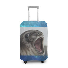 Чехол для чемодана 3D с принтом Тюлень  в Тюмени, 86% полиэфир, 14% спандекс | двустороннее нанесение принта, прорези для ручек и колес | животное | забавный | мем | тюлень | я
