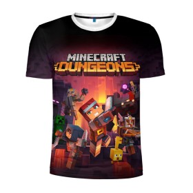 Мужская футболка 3D спортивная с принтом Minecraft Dungeons в Тюмени, 100% полиэстер с улучшенными характеристиками | приталенный силуэт, круглая горловина, широкие плечи, сужается к линии бедра | dungeons | games | minecraft | mojang | игры | майнкрафт | подземелья | ремесло | шахтер